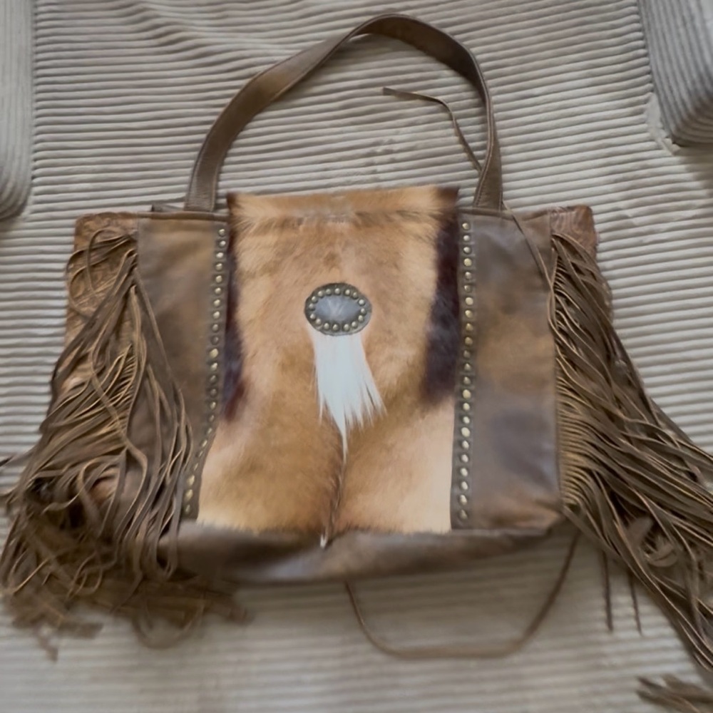 Exotic Upcycled Stella Tote with Fringe - Picture 7 of 10
